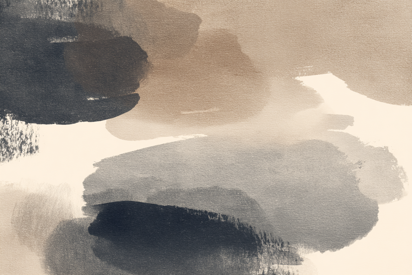 Abstrakte Aquarellmalerei In Beige Braun Und Marineblau | Japandi | Einrichtungsstile