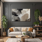 Abstrakte Aquarellmalerei Schwarz Beige Weiss