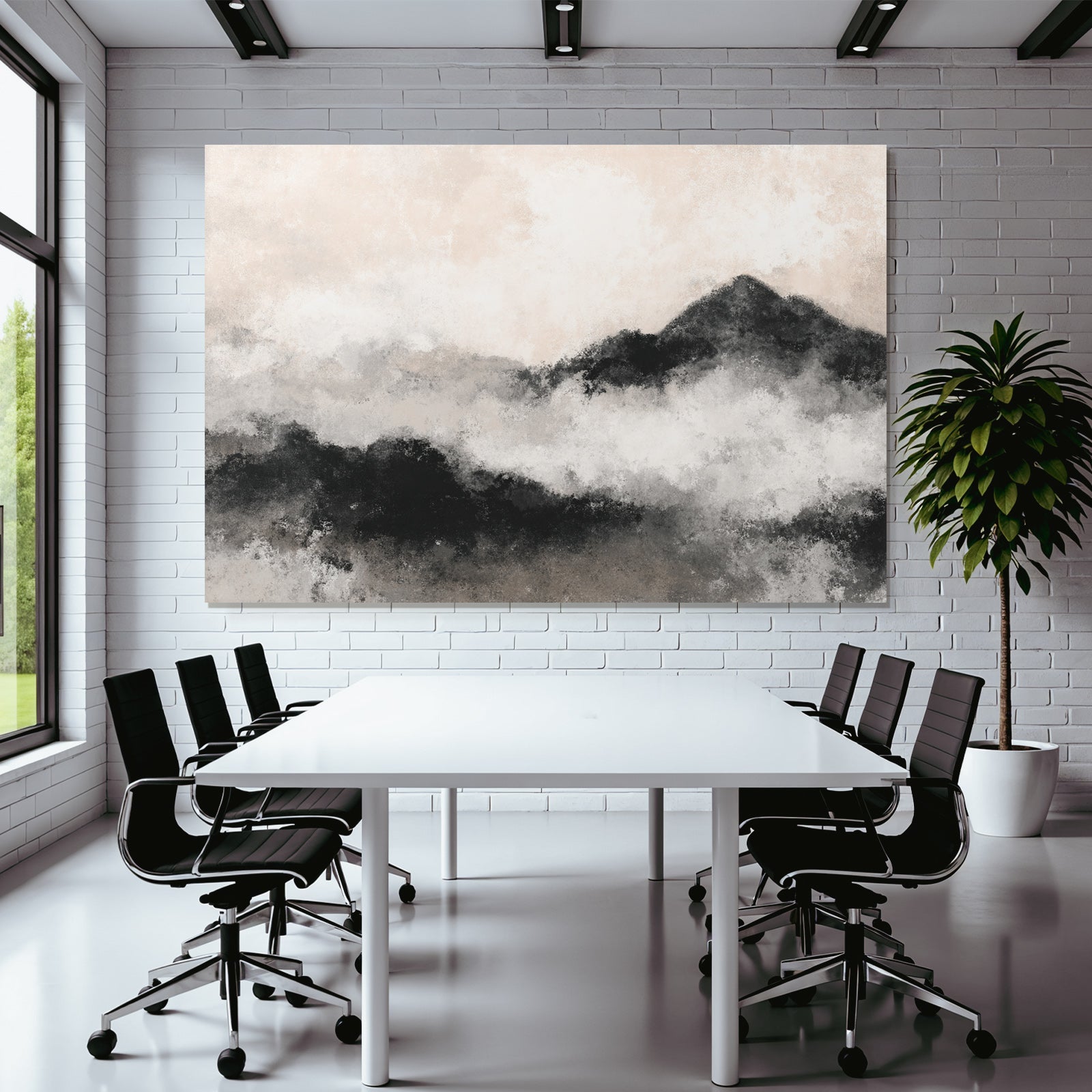 Abstrakte Darstellung Von Bergen Und Wolken Sanfte Farbpalette