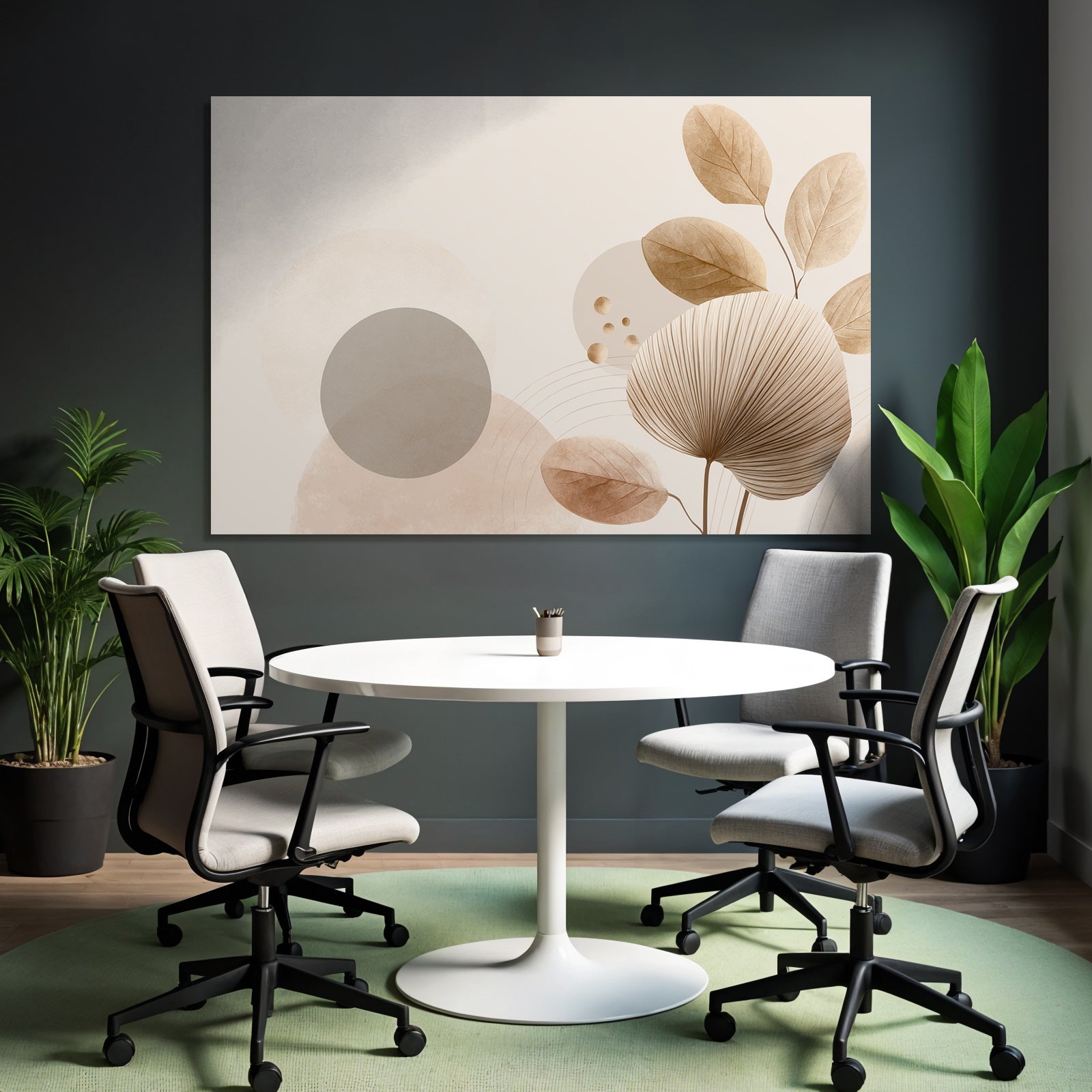 Abstrakte Formen Blaetter Erdige Toene Minimalistische Atmosphaere