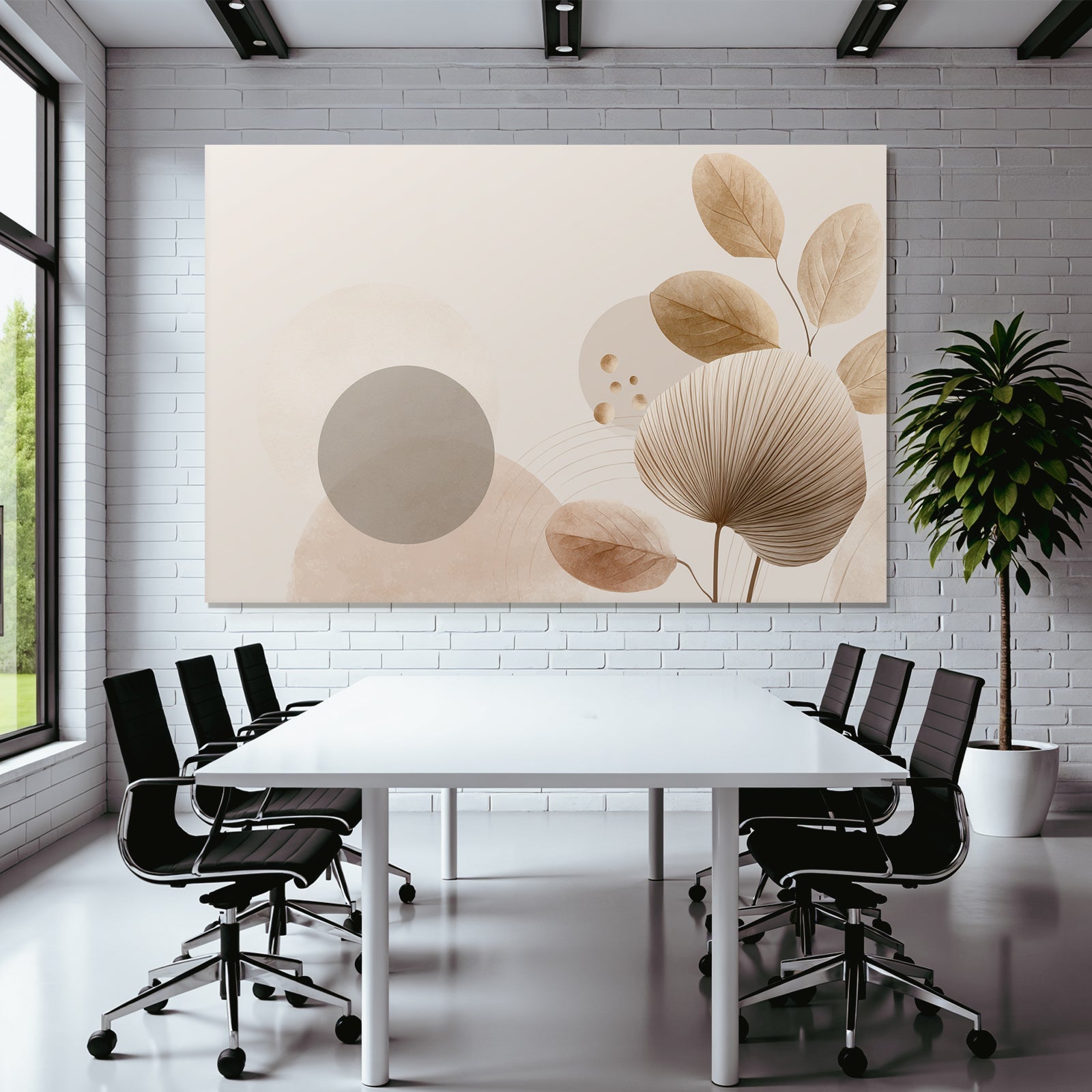 Abstrakte Formen Blaetter Erdige Toene Minimalistische Atmosphaere