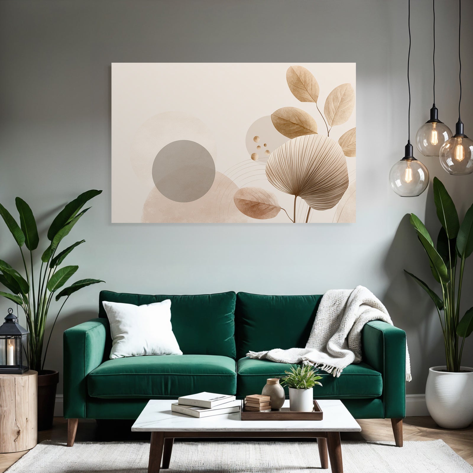 Abstrakte Formen Blaetter Erdige Toene Minimalistische Atmosphaere