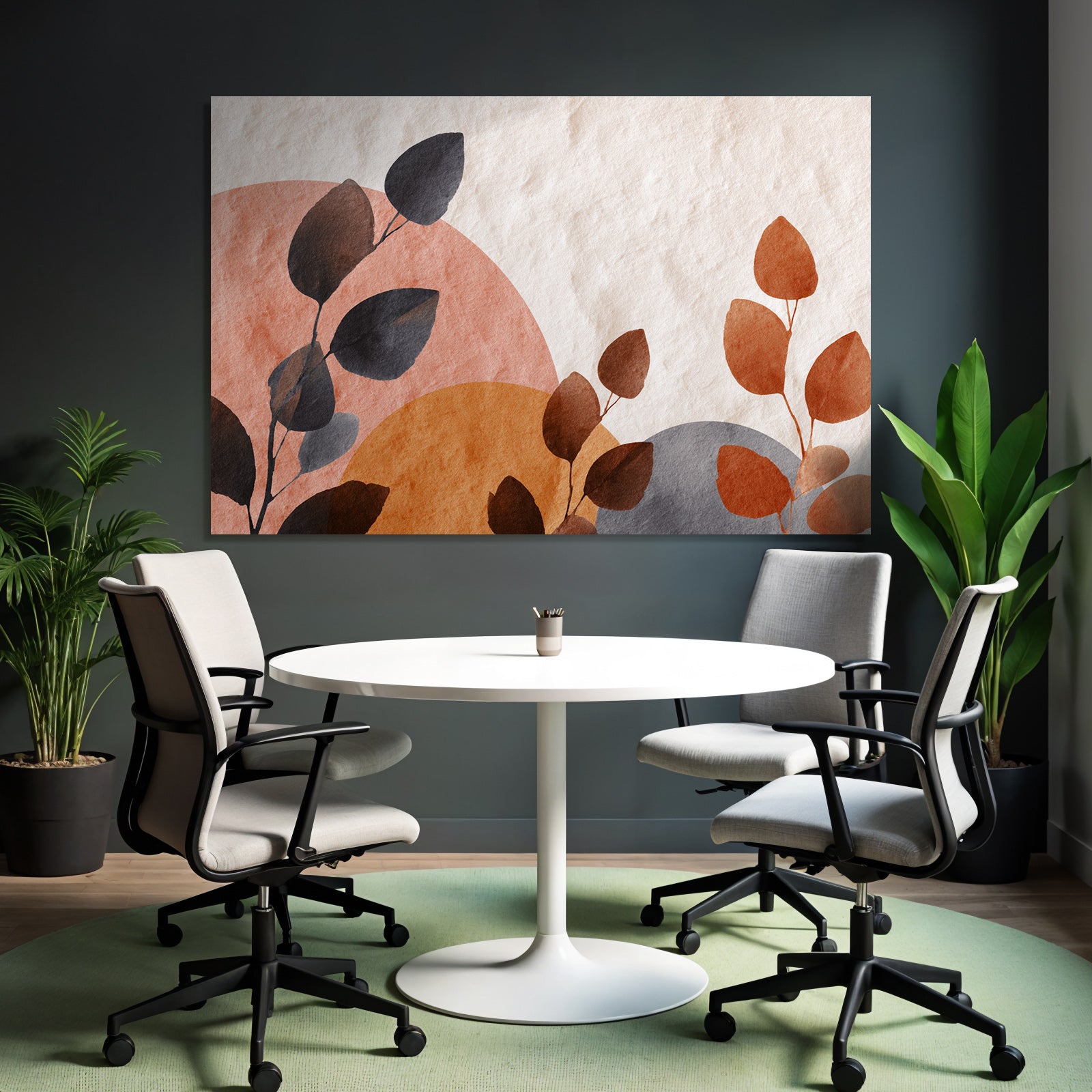 Abstrakte Formen Und Blaetter Aquarell