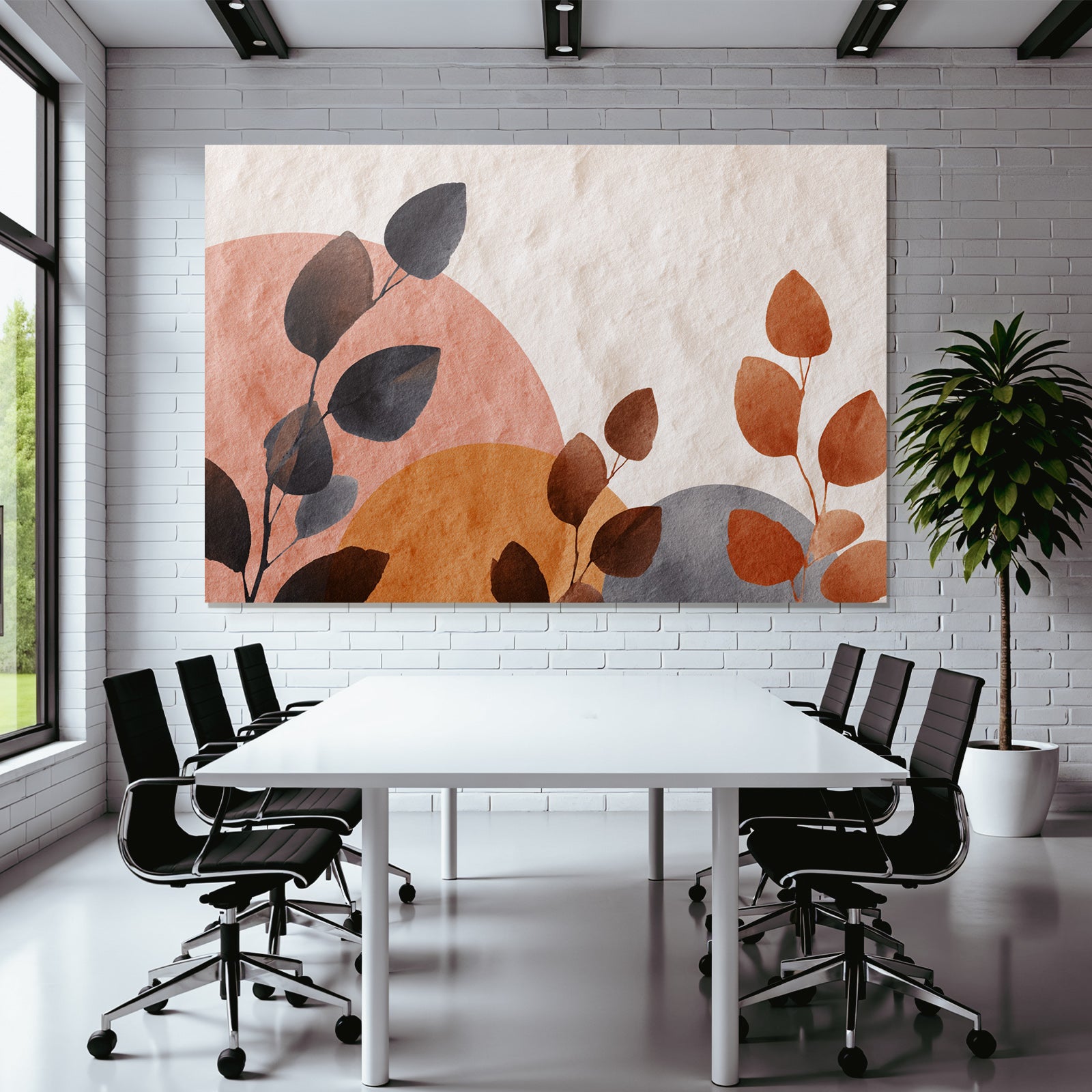 Abstrakte Formen Und Blaetter Aquarell