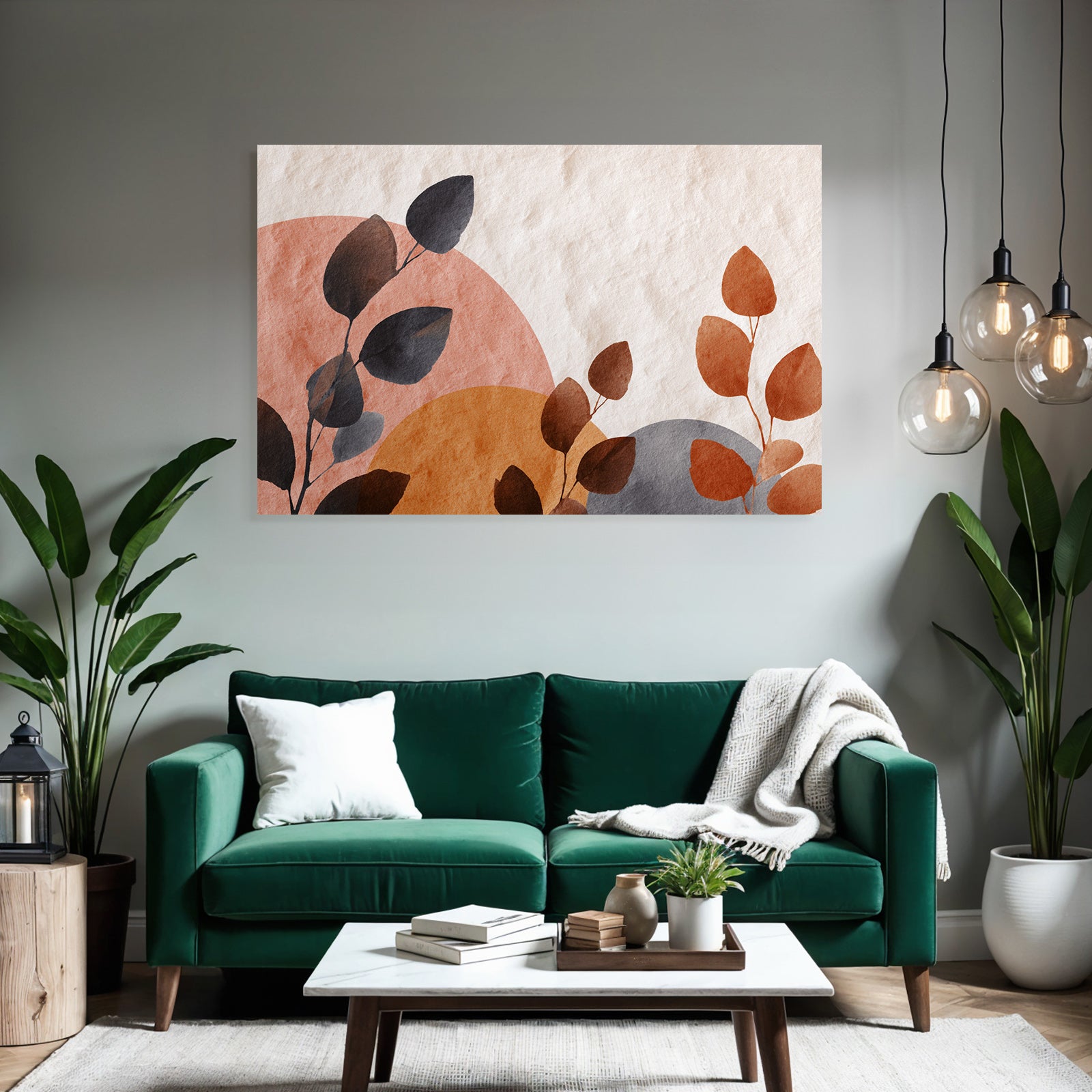 Abstrakte Formen Und Blaetter Aquarell