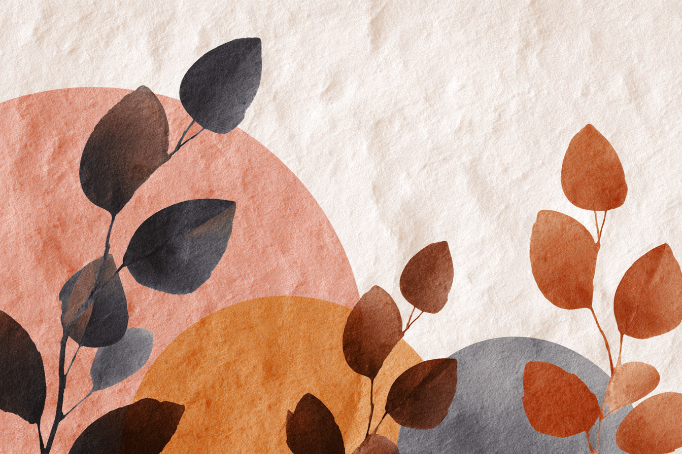 Abstrakte Formen Und Blaetter Aquarell | Japandi | Einrichtungsstile