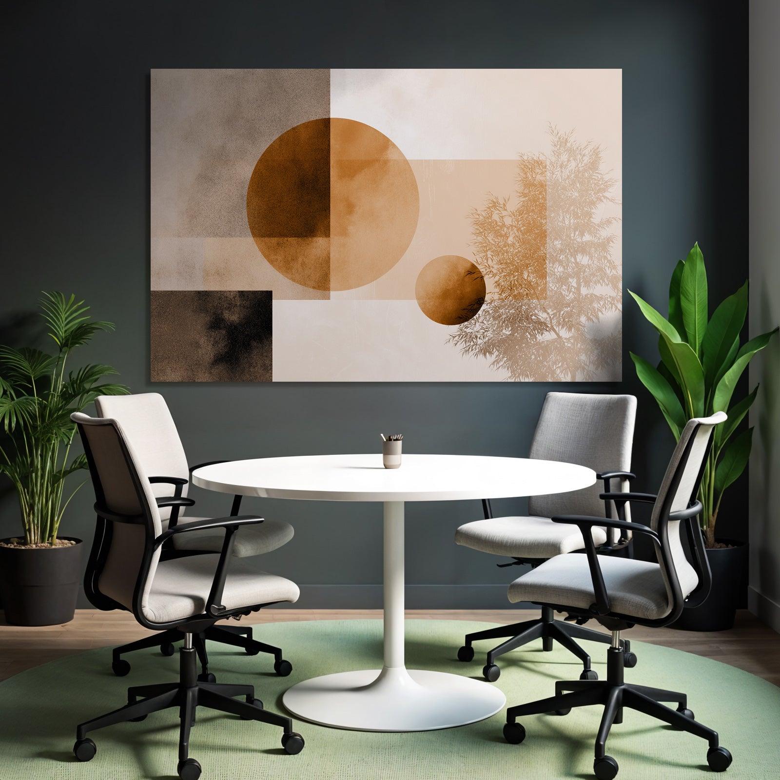 Abstrakte Geometrische Formen Pflanze Baum Erdige Farben