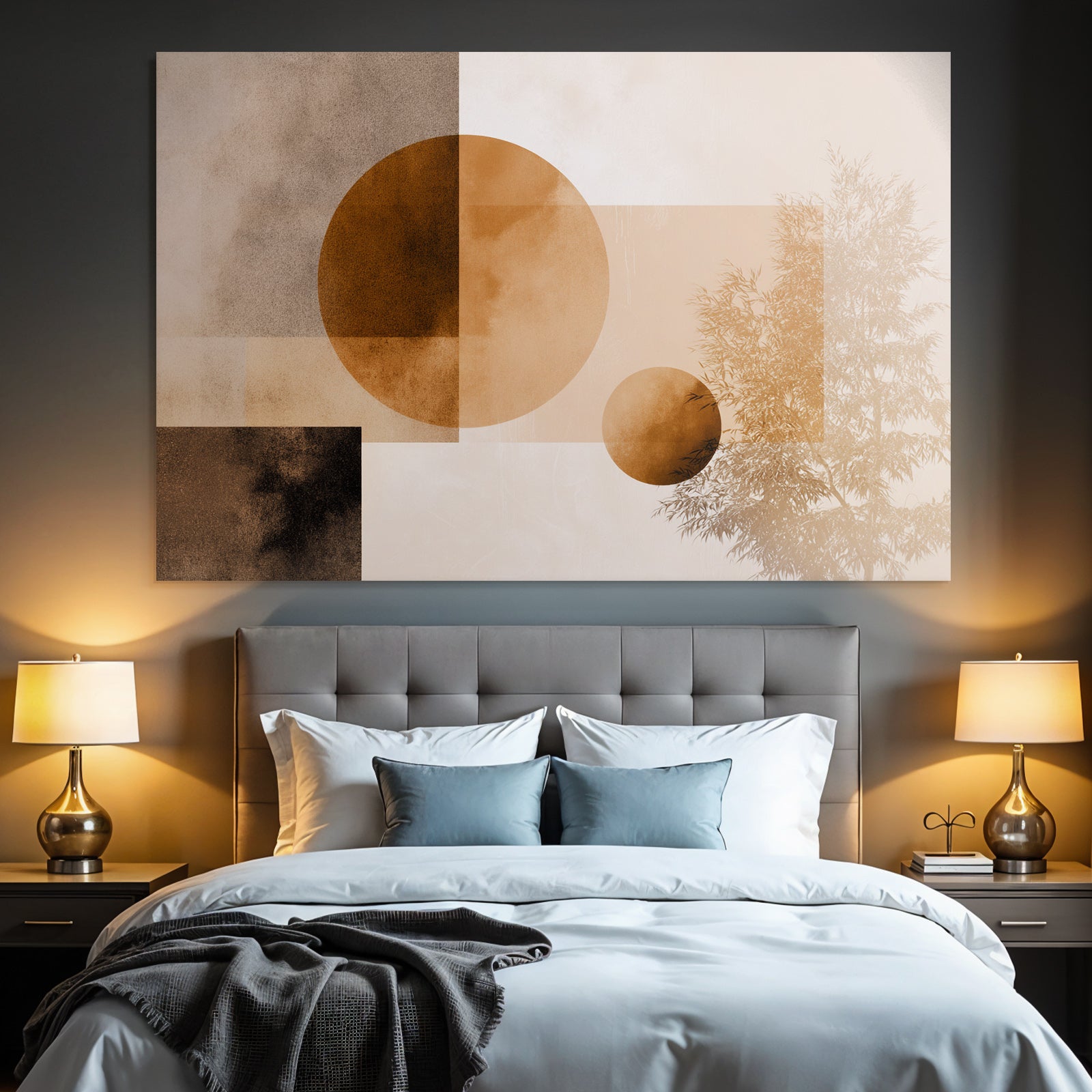 Abstrakte Geometrische Formen Pflanze Baum Erdige Farben