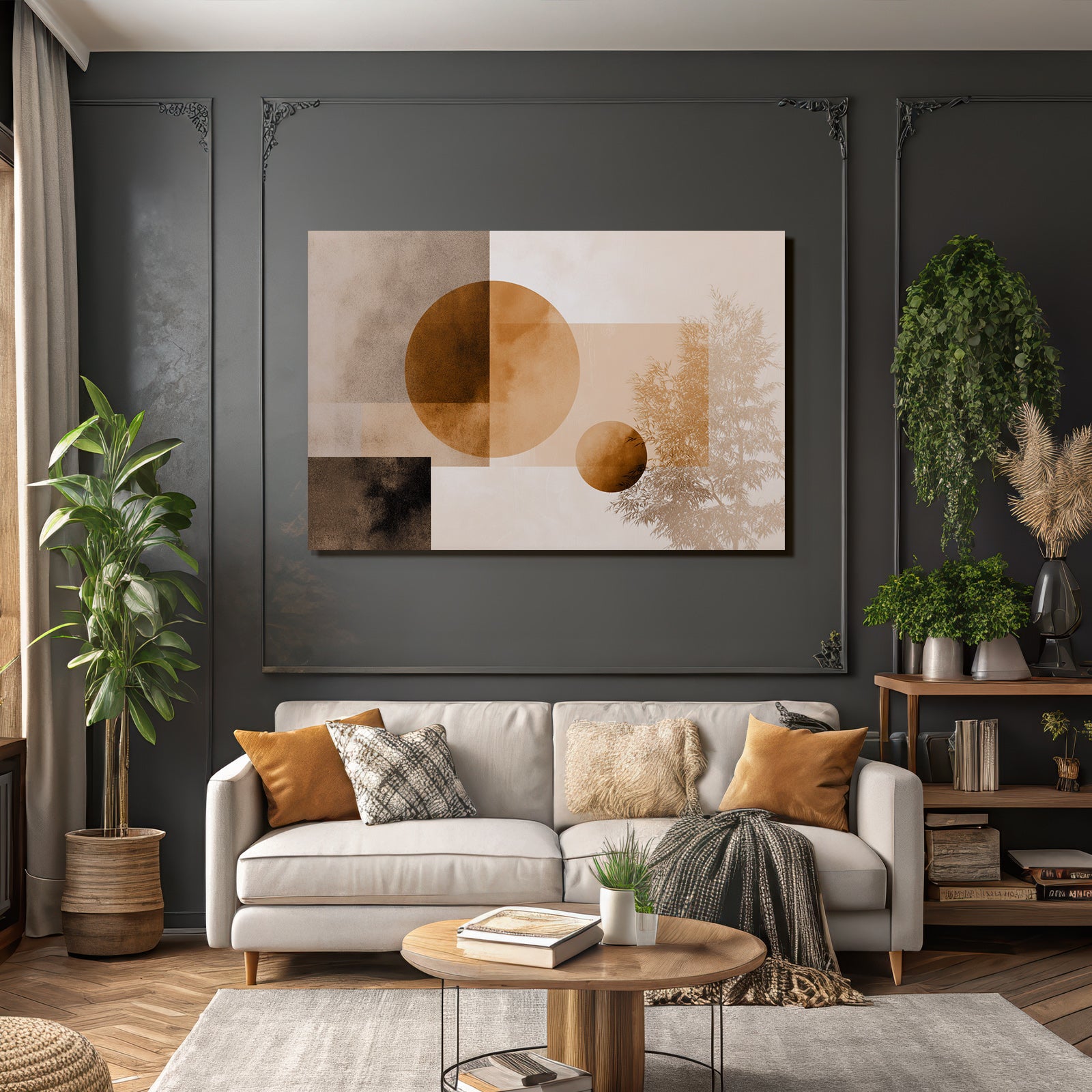 Abstrakte Geometrische Formen Pflanze Baum Erdige Farben