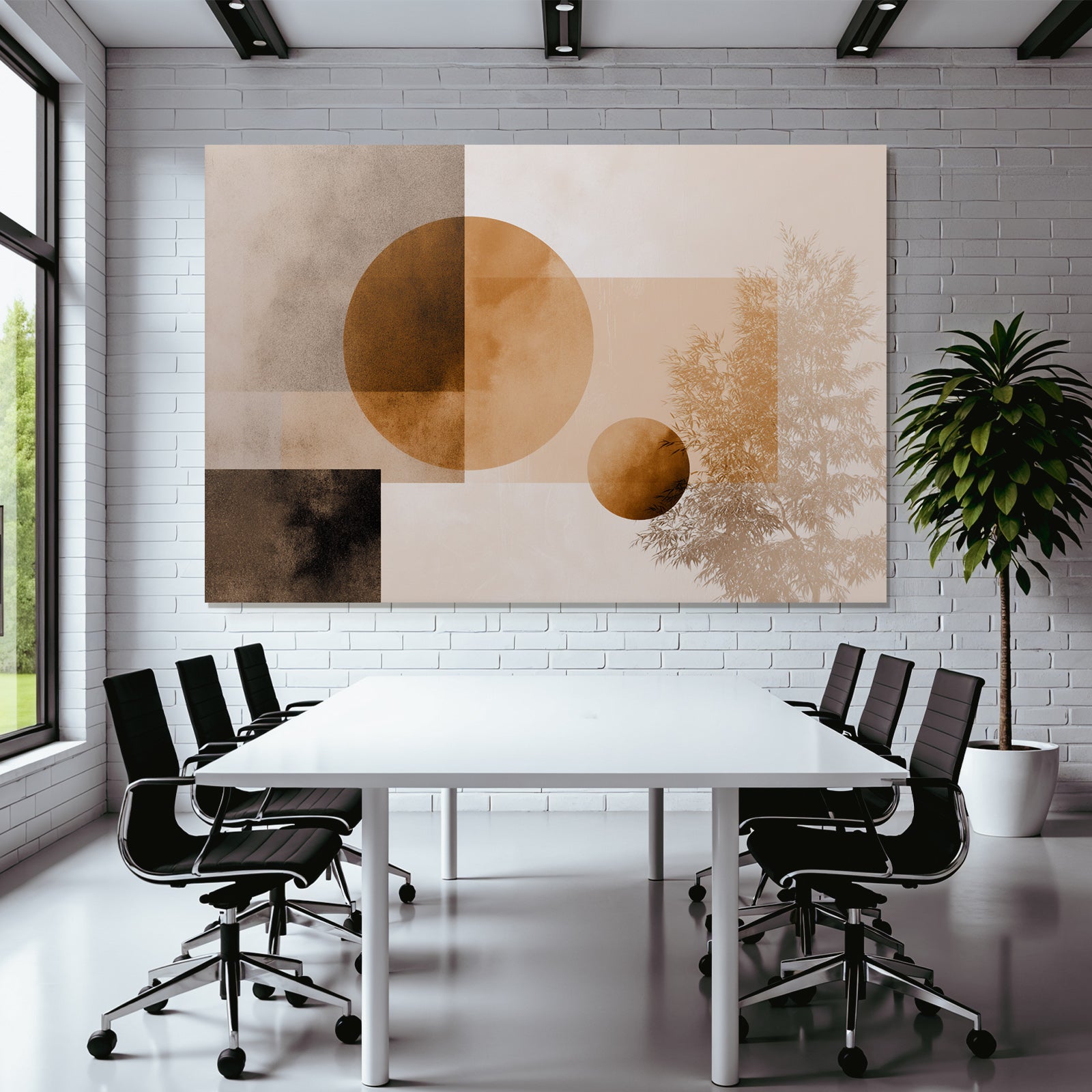 Abstrakte Geometrische Formen Pflanze Baum Erdige Farben