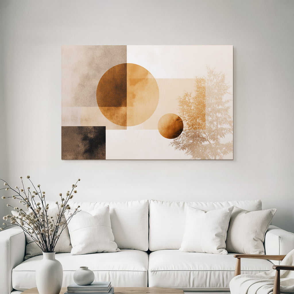 Abstrakte Geometrische Formen Pflanze Baum Erdige Farben