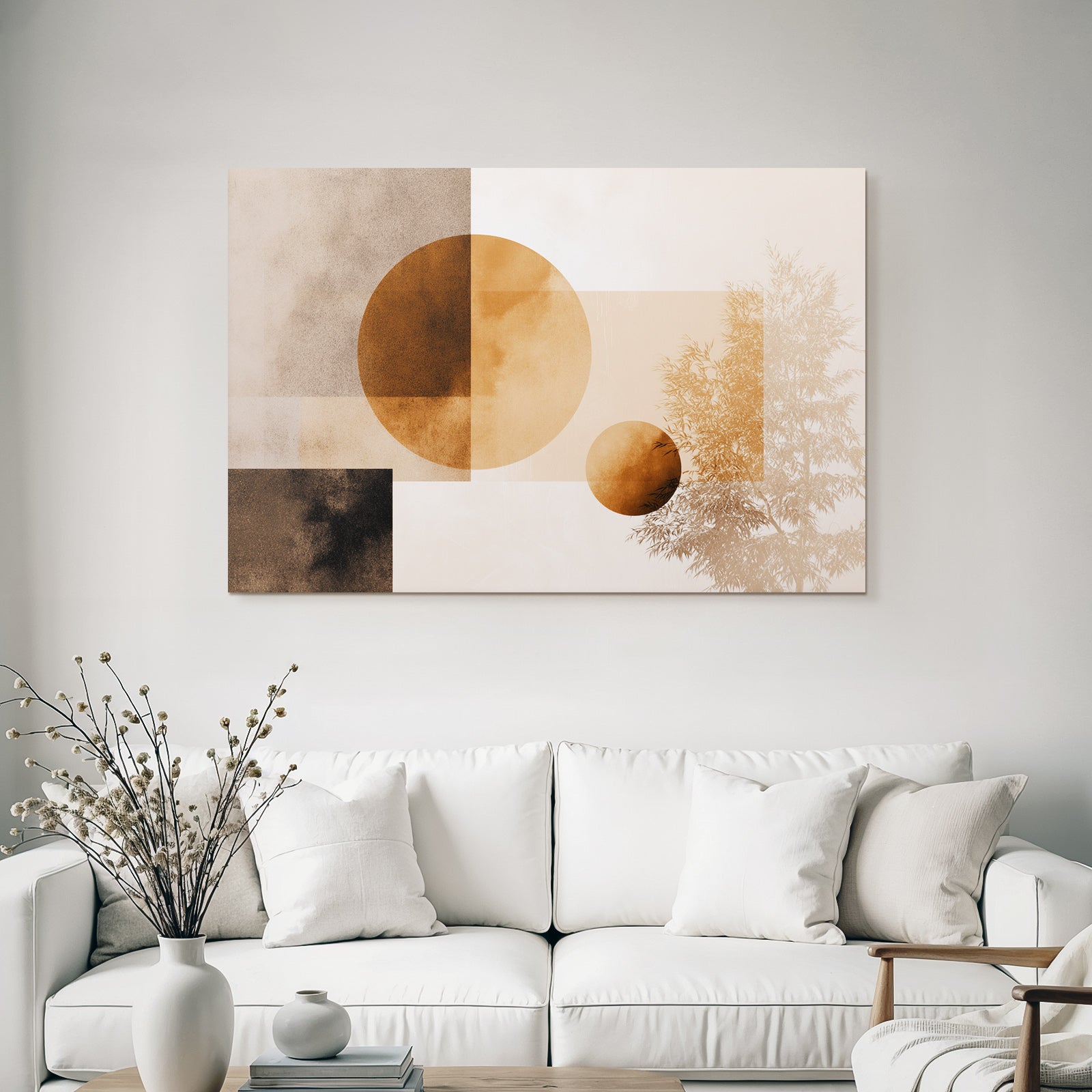 Abstrakte Geometrische Formen Pflanze Baum Erdige Farben