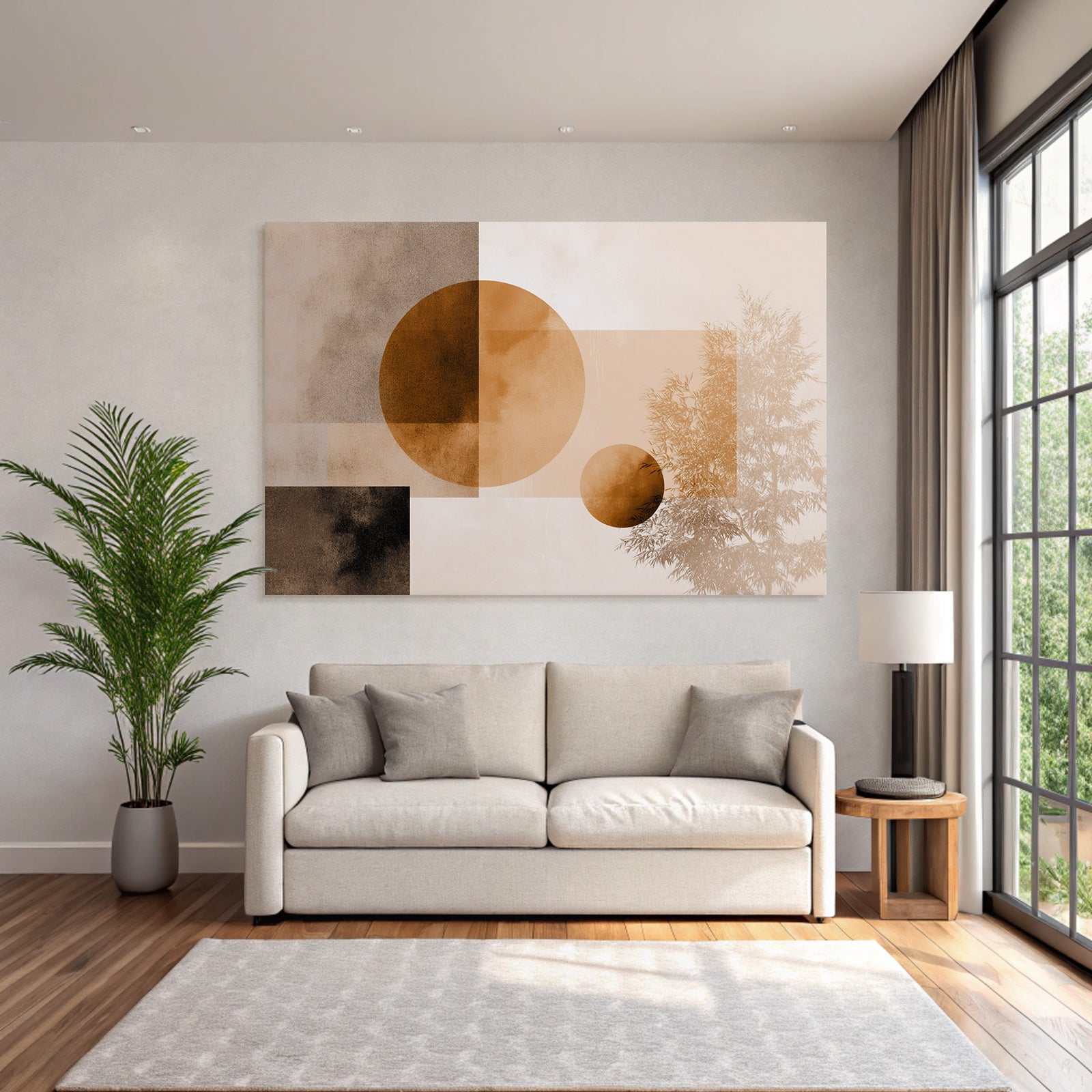 Abstrakte Geometrische Formen Pflanze Baum Erdige Farben