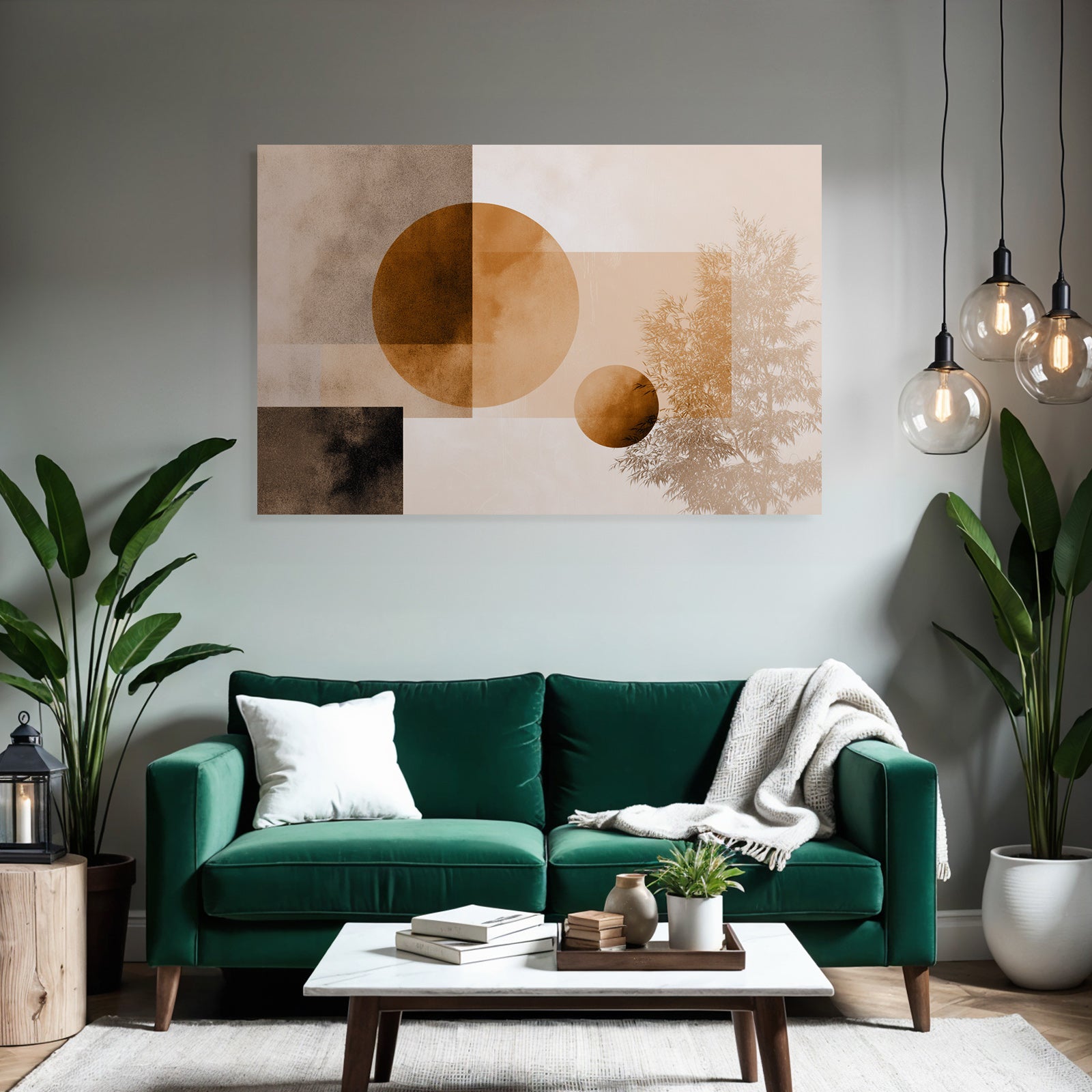 Abstrakte Geometrische Formen Pflanze Baum Erdige Farben