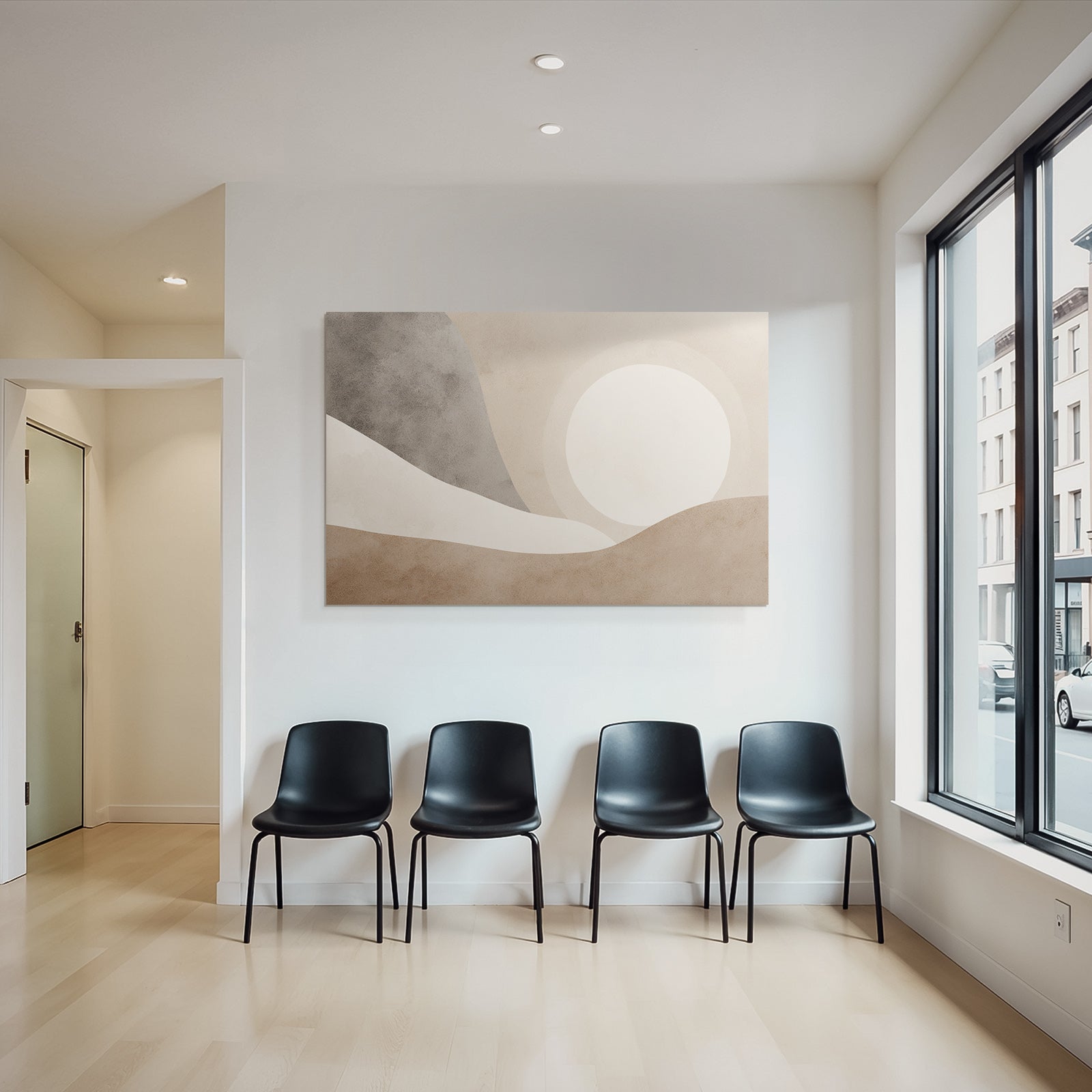 Abstrakte Illustration Landschaft Mit Sanften Erdtoenen Und Formen