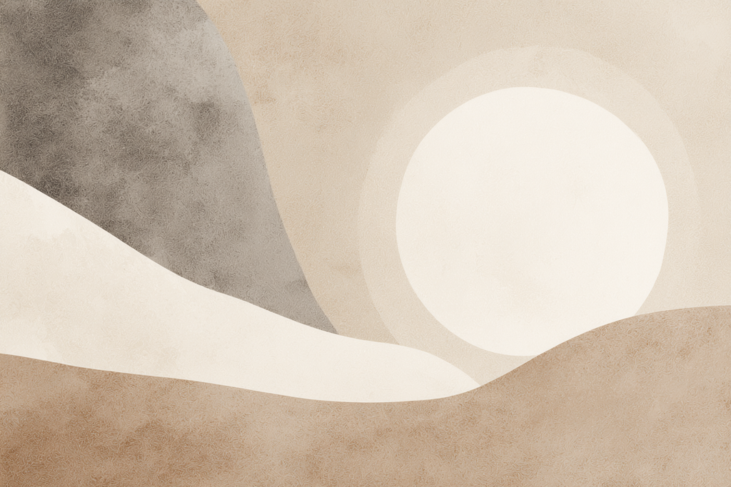 Abstrakte Illustration Landschaft Mit Sanften Erdtoenen Und Formen | Japandi | Einrichtungsstile