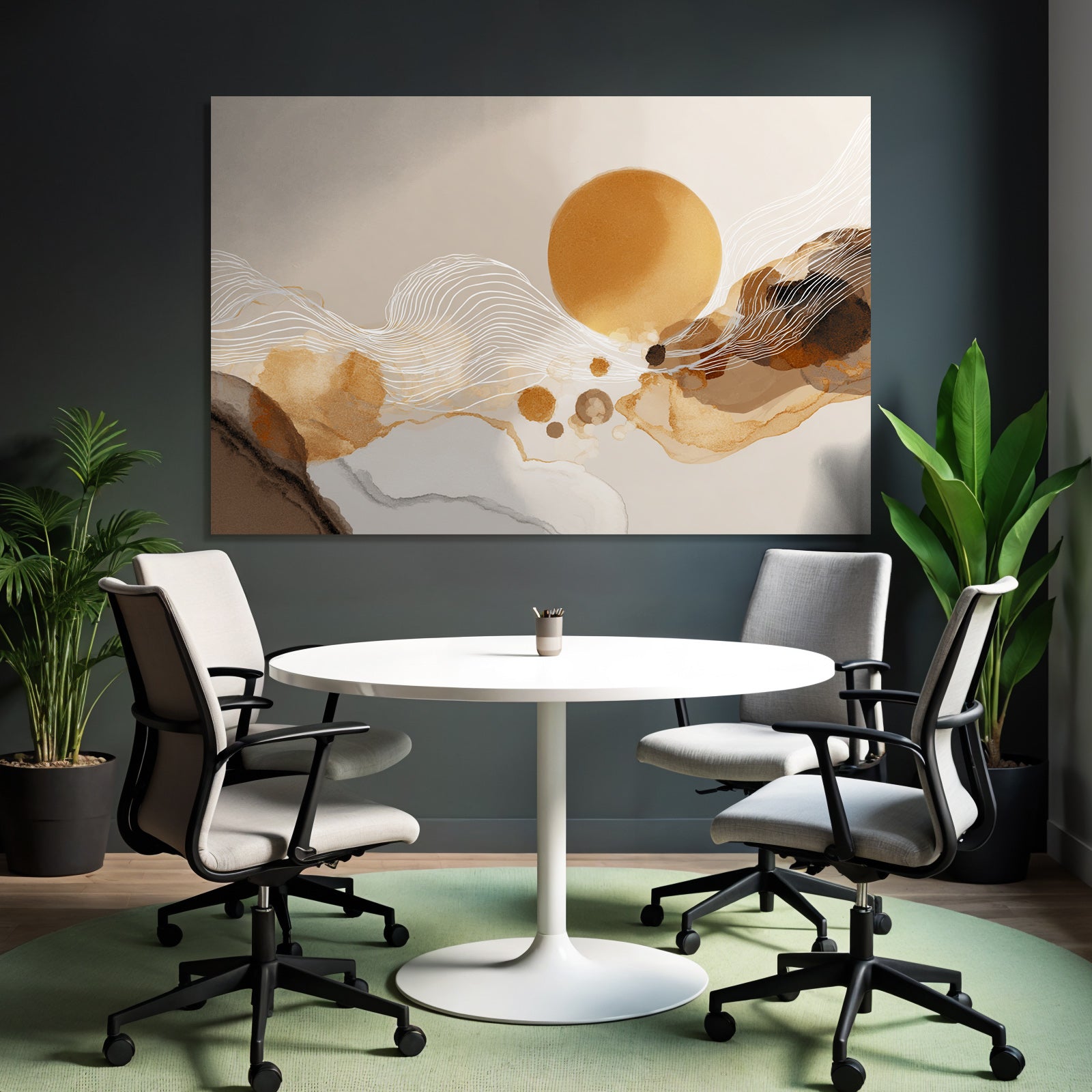 Abstrakte Illustration Warme Farben Fluessige Formen Sonne
