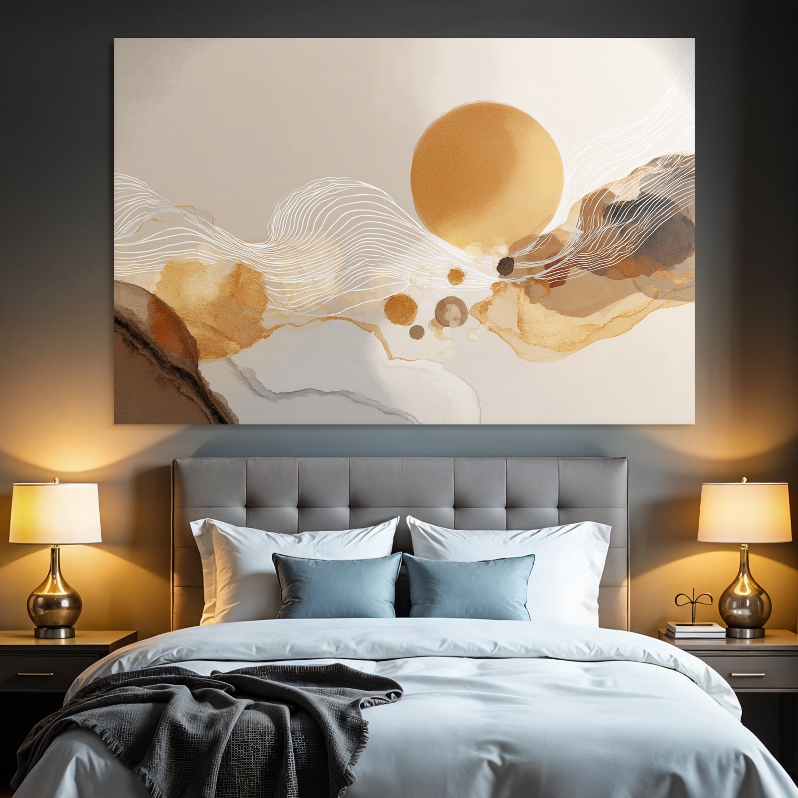 Abstrakte Illustration Warme Farben Fluessige Formen Sonne
