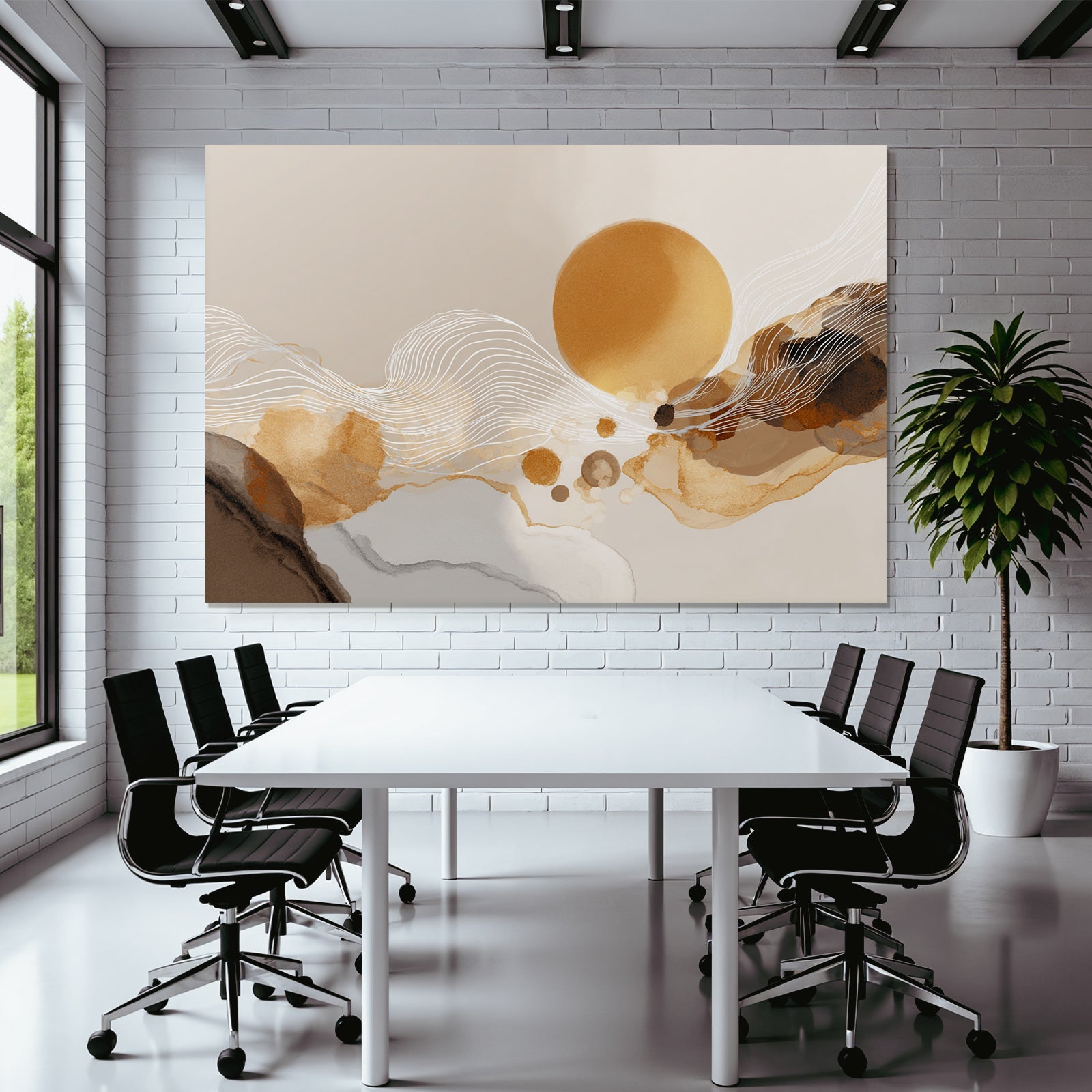 Abstrakte Illustration Warme Farben Fluessige Formen Sonne