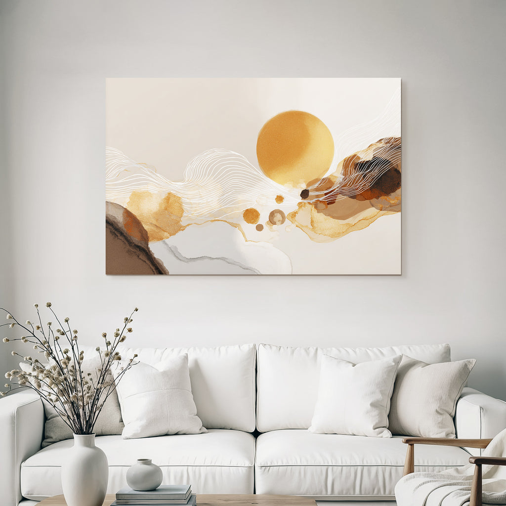 Abstrakte Illustration Warme Farben Fluessige Formen Sonne