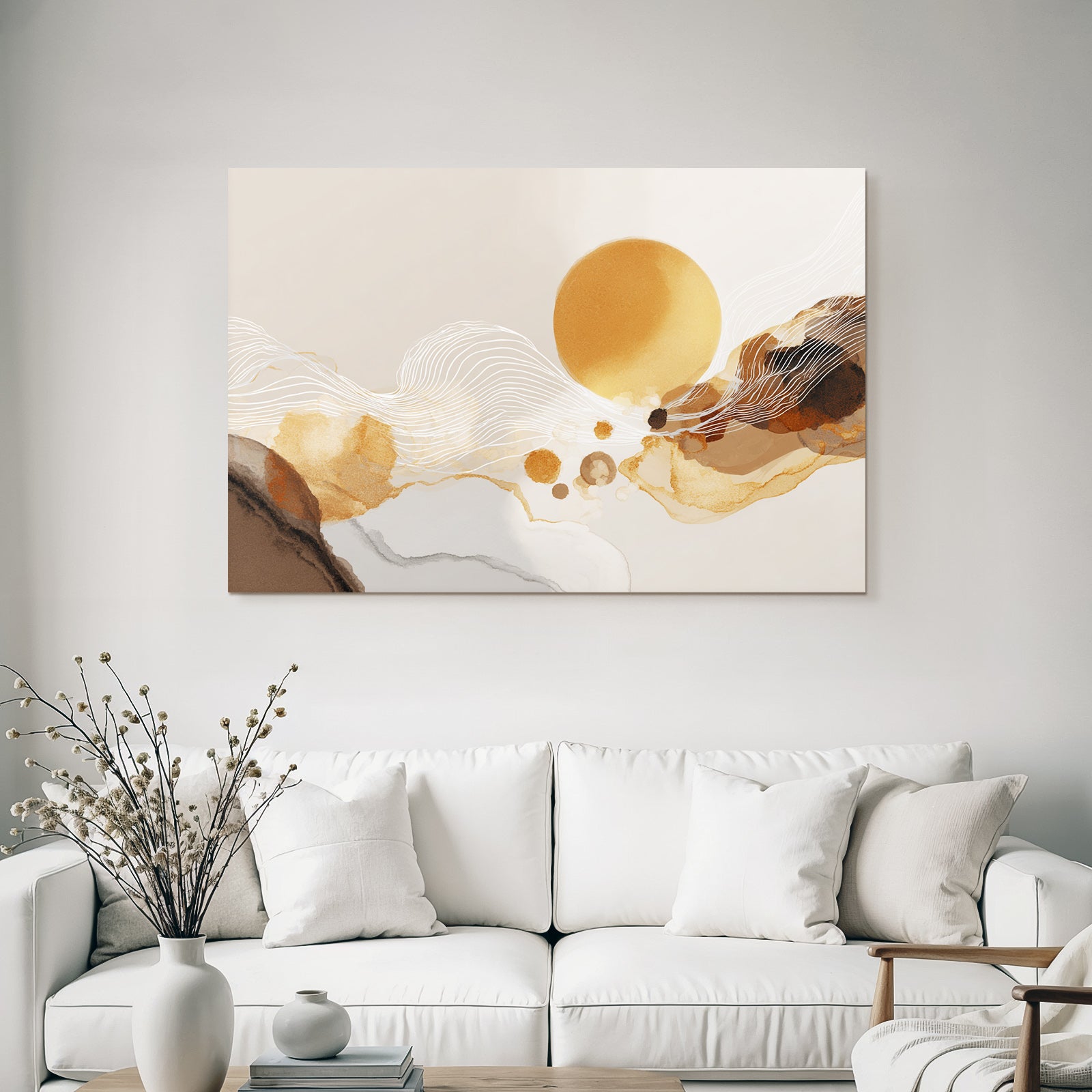 Abstrakte Illustration Warme Farben Fluessige Formen Sonne