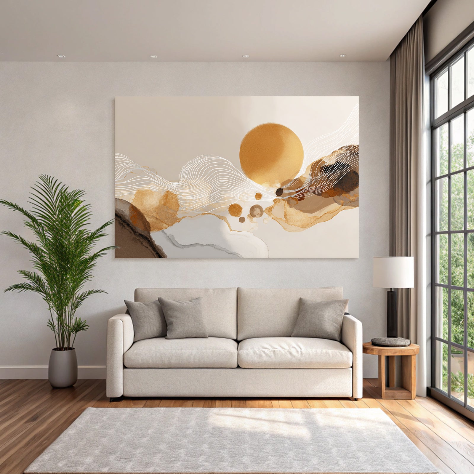Abstrakte Illustration Warme Farben Fluessige Formen Sonne