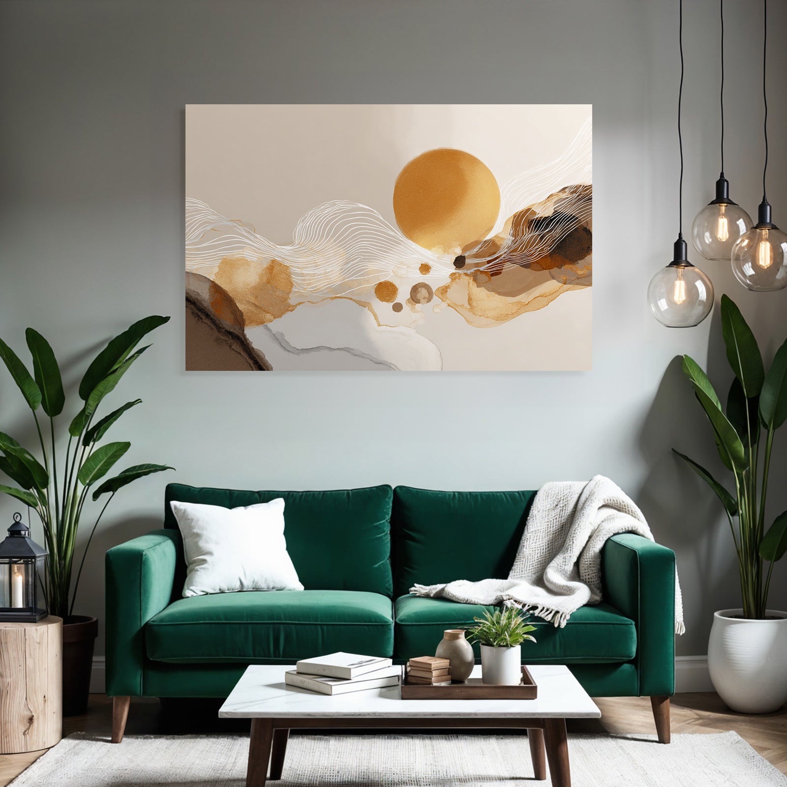 Abstrakte Illustration Warme Farben Fluessige Formen Sonne
