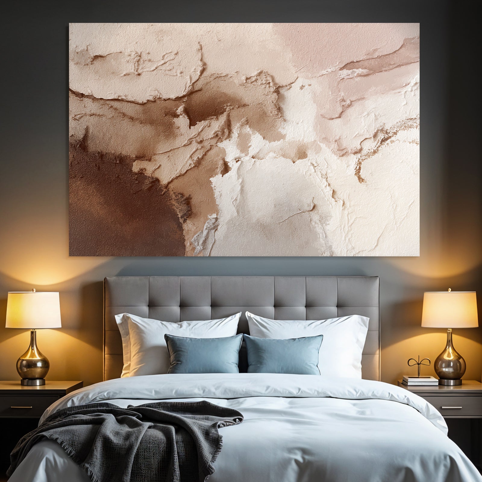 Abstrakte Kunst Beige Weiss Braun