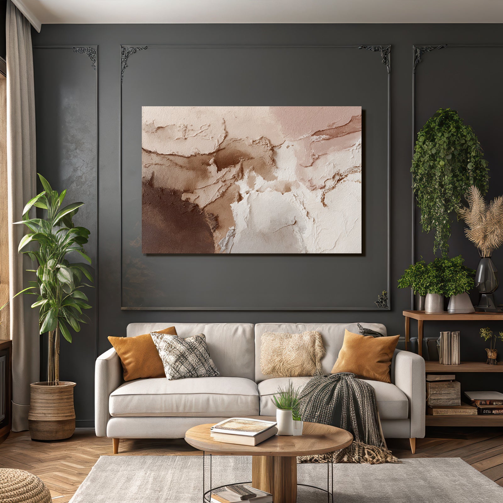 Abstrakte Kunst Beige Weiss Braun