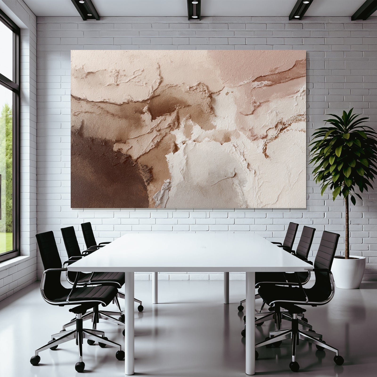 Abstrakte Kunst Beige Weiss Braun