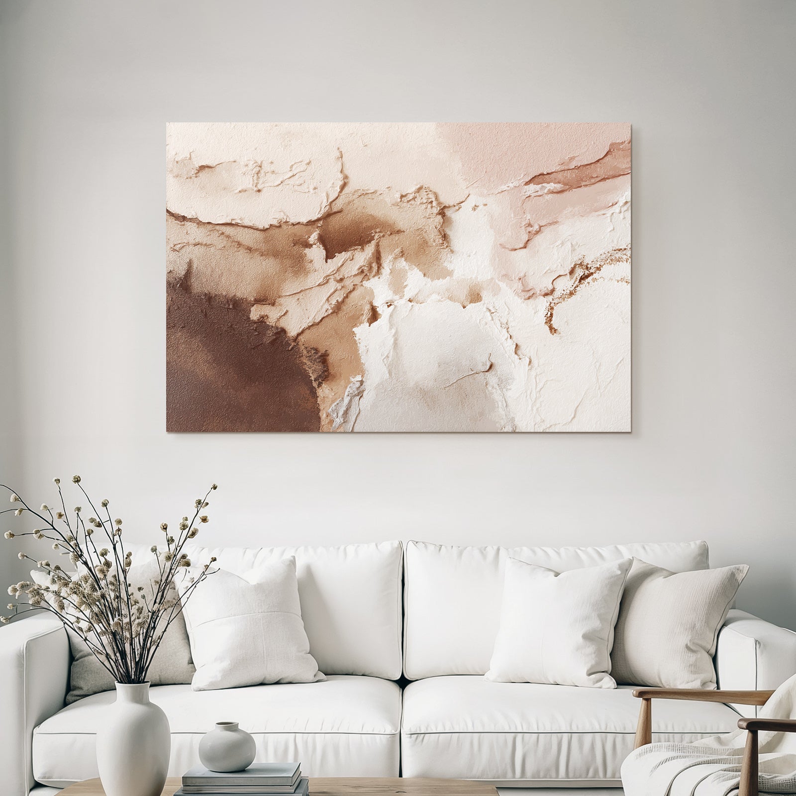 Abstrakte Kunst Beige Weiss Braun