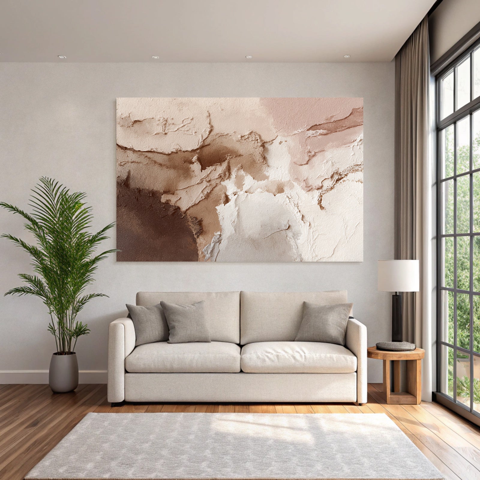 Abstrakte Kunst Beige Weiss Braun