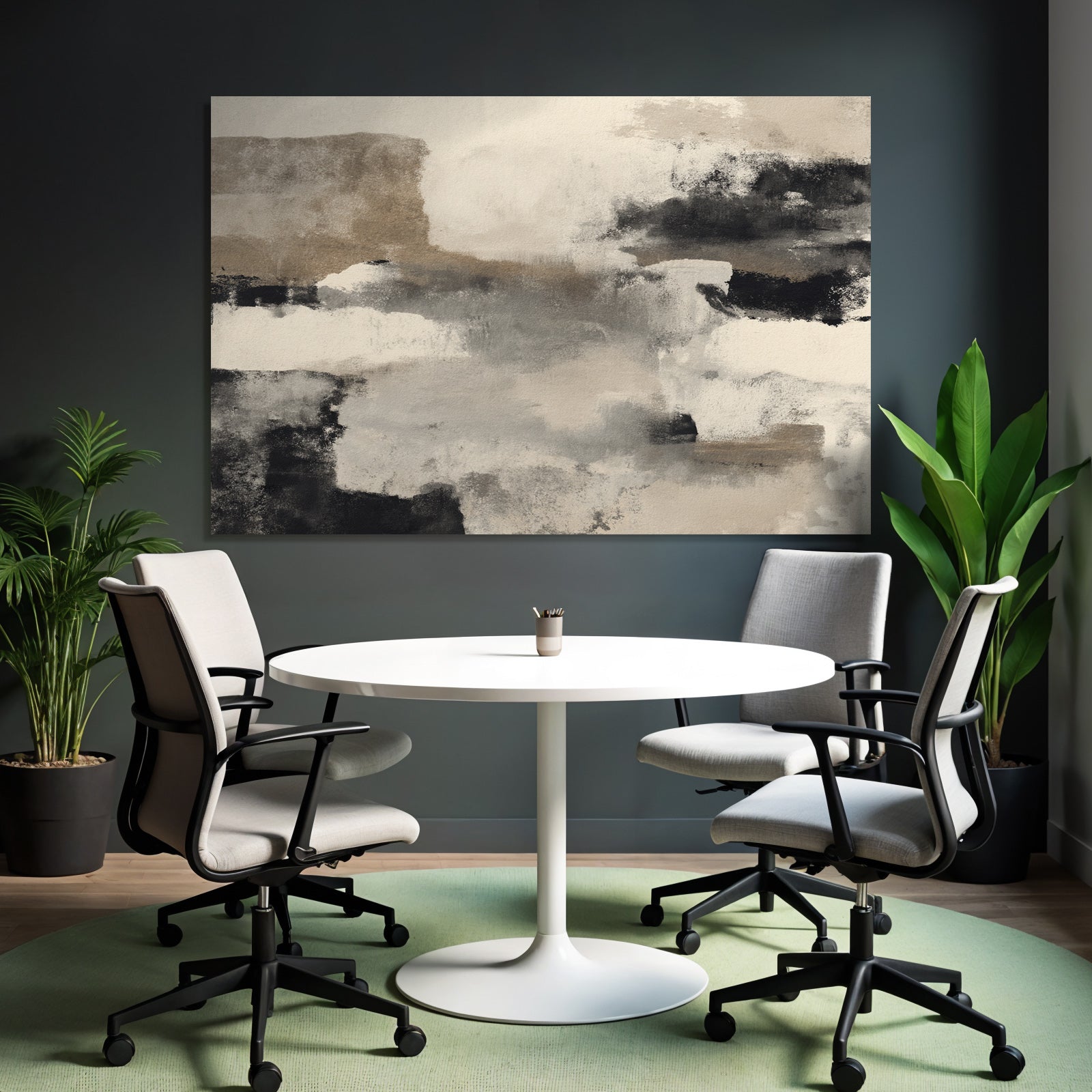 Abstrakte Kunst Mit Beigen Grauen Und Schwarzen Farben Malerischer Stil Mit Texturen