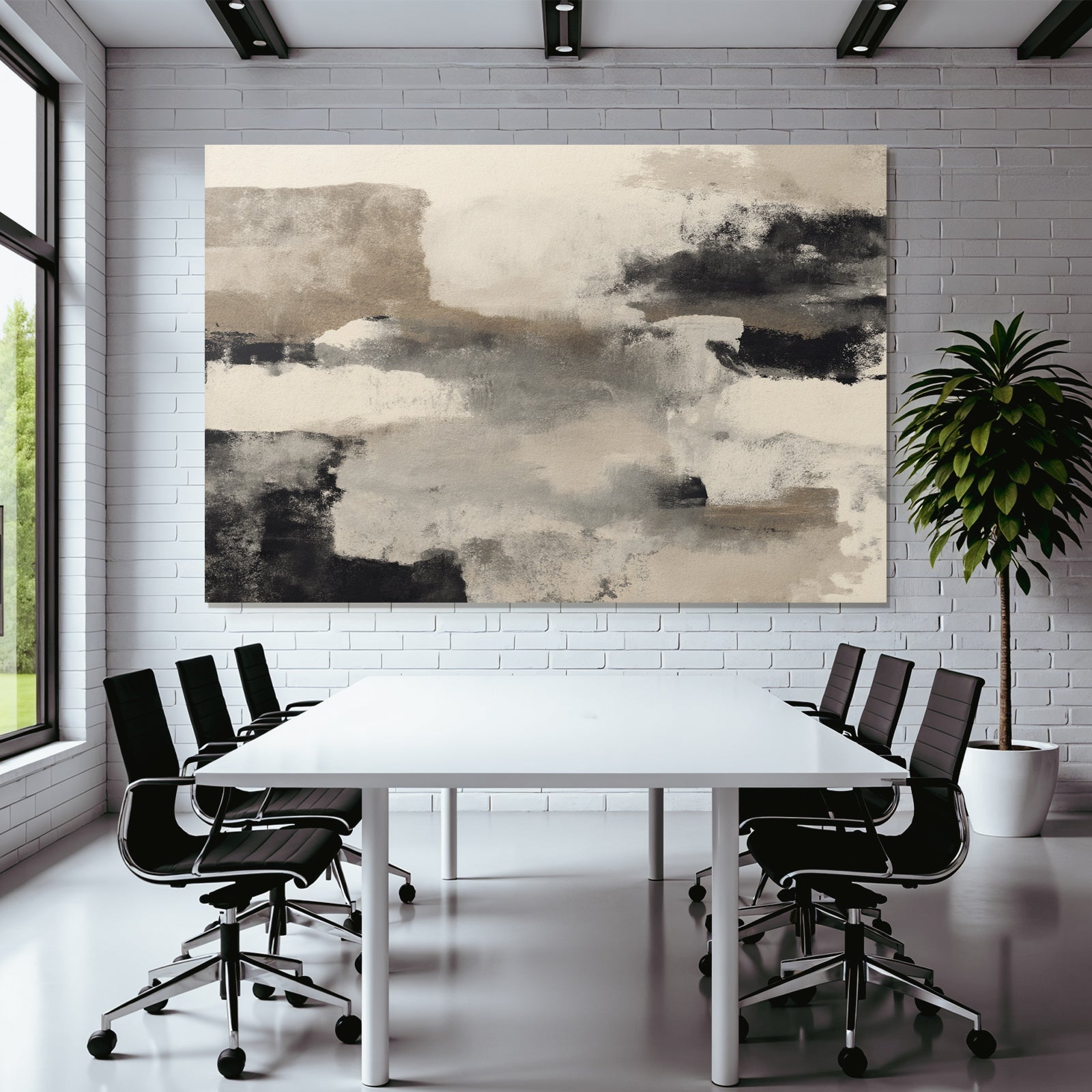 Abstrakte Kunst Mit Beigen Grauen Und Schwarzen Farben Malerischer Stil Mit Texturen