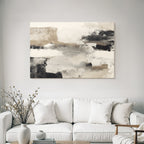Abstrakte Kunst Mit Beigen Grauen Und Schwarzen Farben Malerischer Stil Mit Texturen