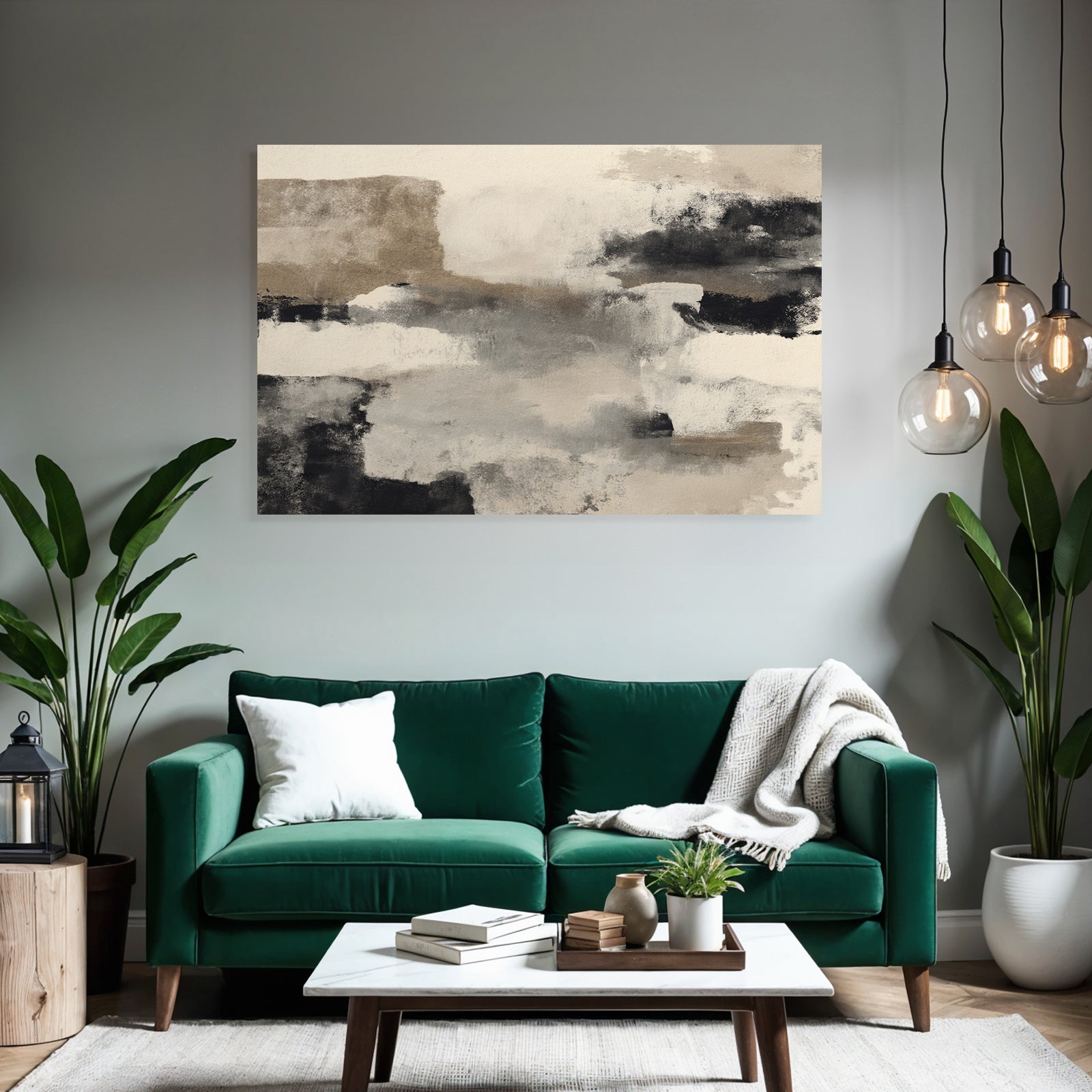 Abstrakte Kunst Mit Beigen Grauen Und Schwarzen Farben Malerischer Stil Mit Texturen