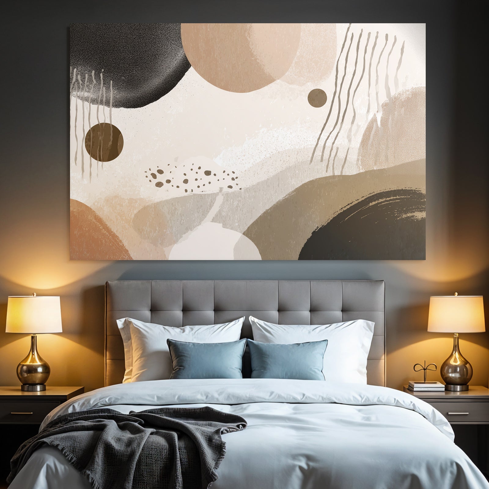 Abstrakte Kunst Mit Kreisen Und Farben Erdtoene