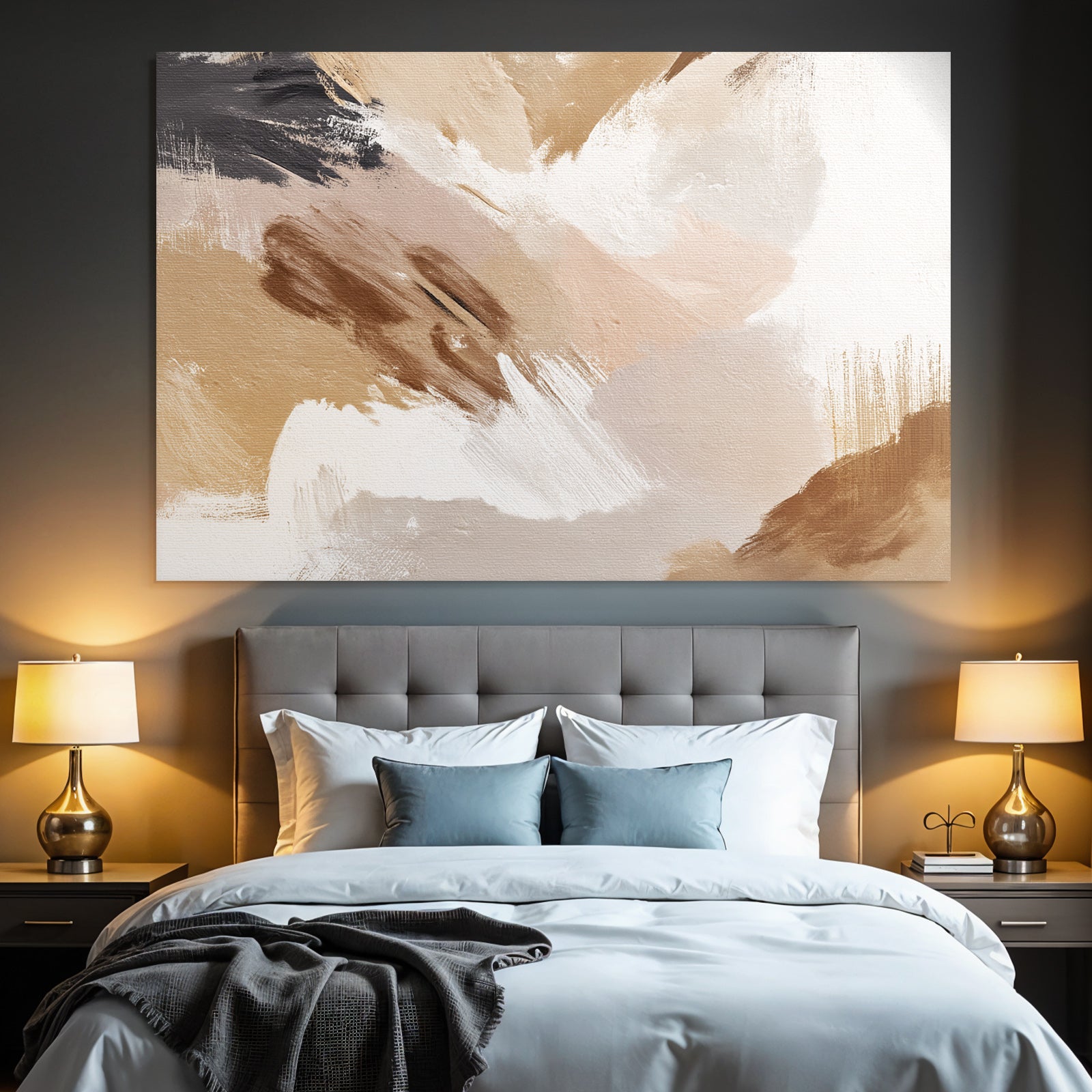 Abstrakte Kunst Mit Pinselstrichen Beige Braun Schwarz
