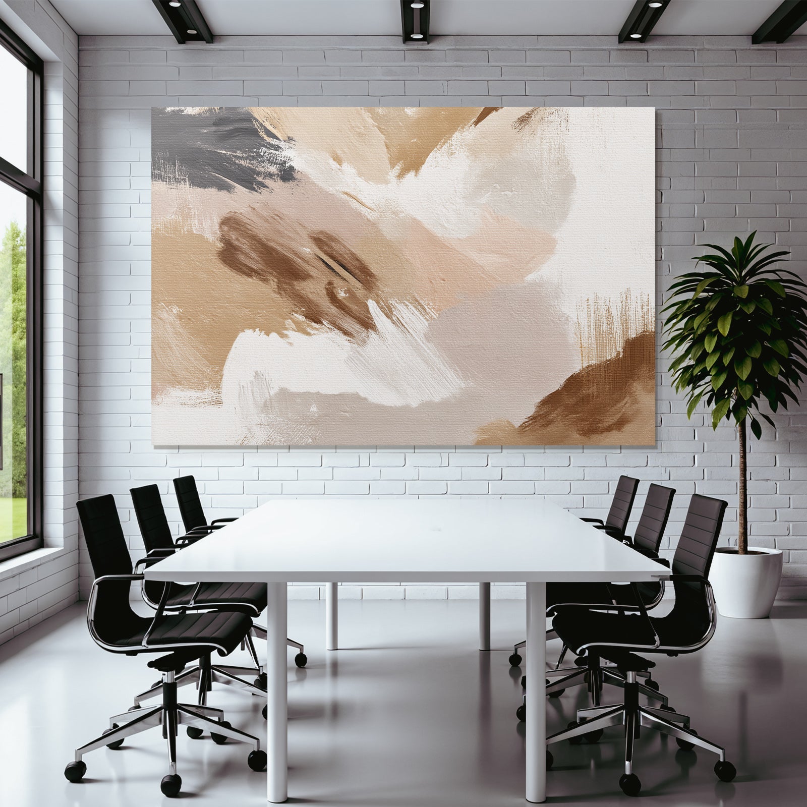 Abstrakte Kunst Mit Pinselstrichen Beige Braun Schwarz