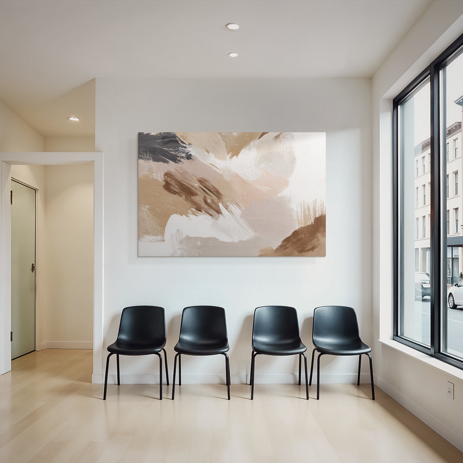 Abstrakte Kunst Mit Pinselstrichen Beige Braun Schwarz