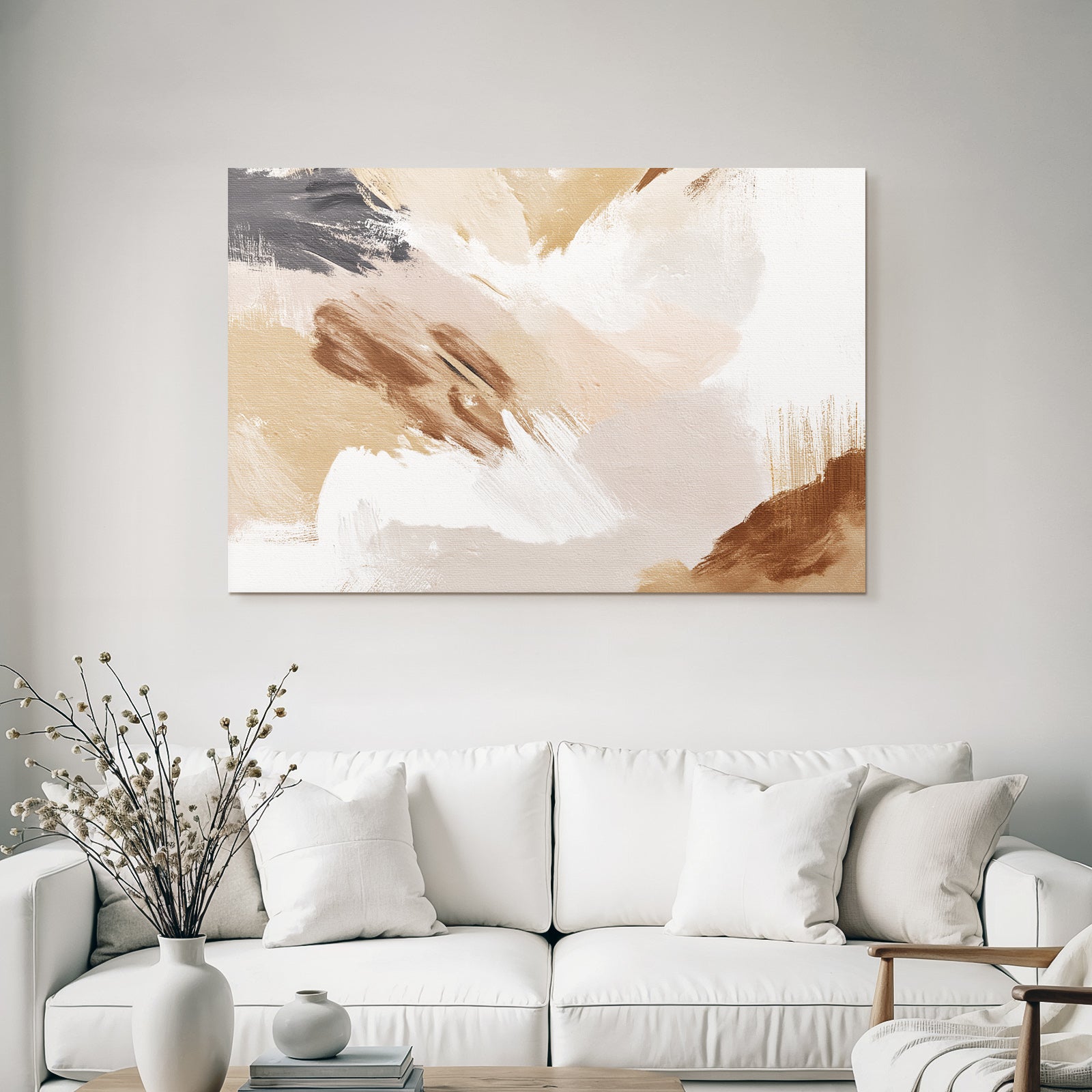 Abstrakte Kunst Mit Pinselstrichen Beige Braun Schwarz