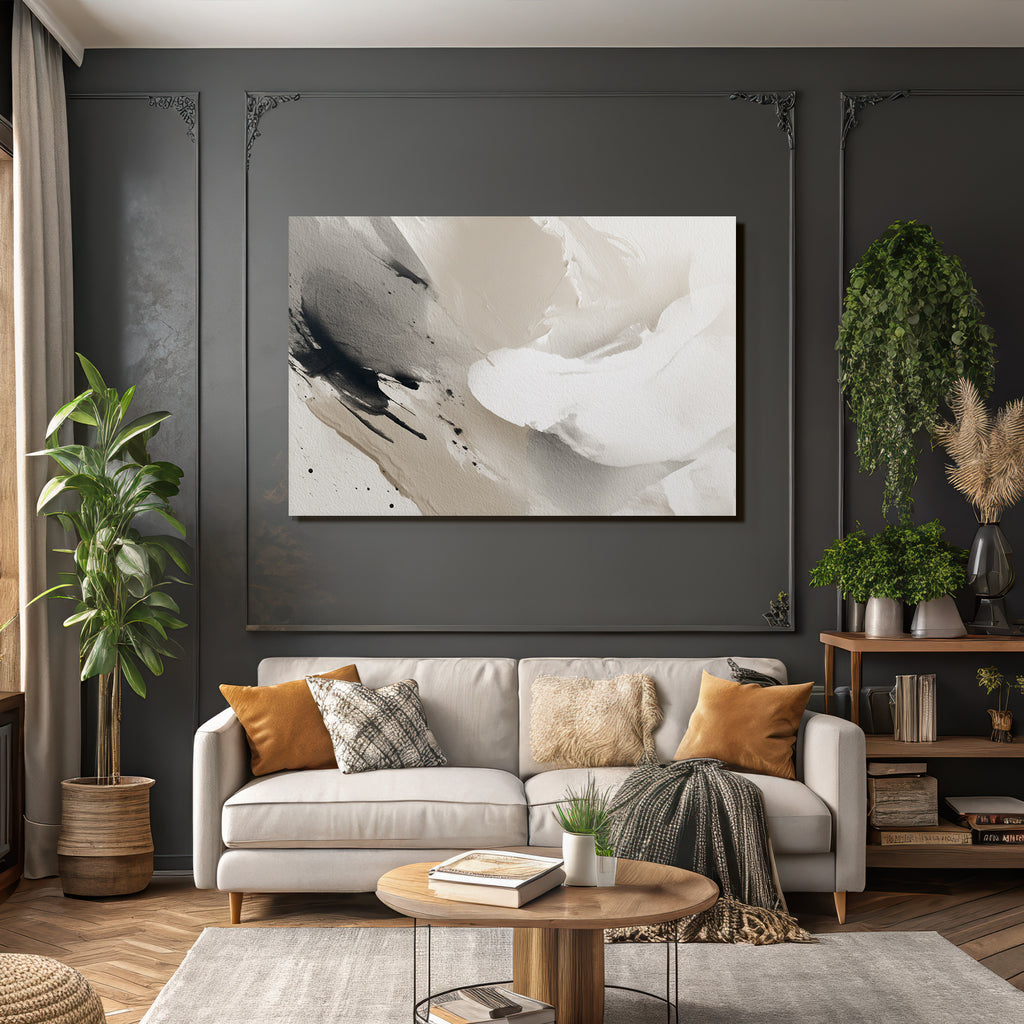 Abstrakte Kunst Sanfte Streifen Schwarz Grau Beige Fluessige Texturen