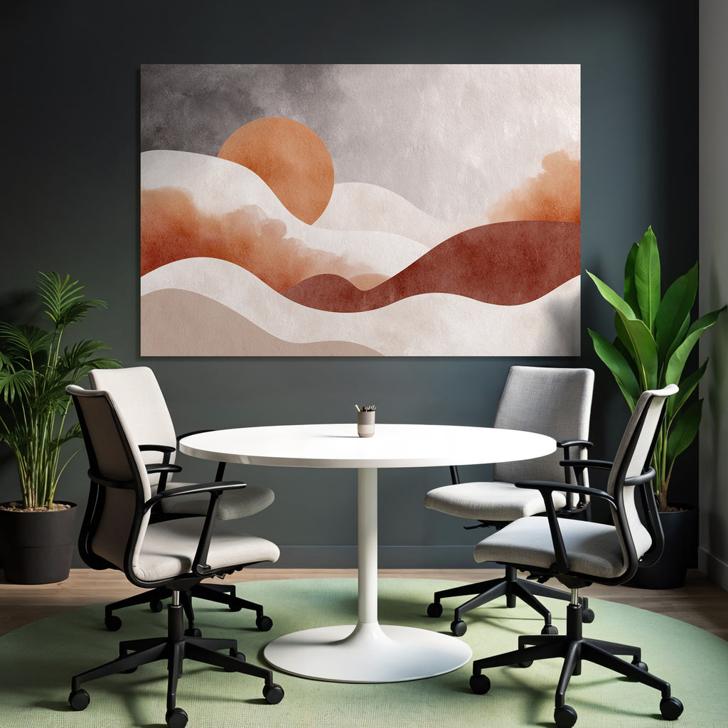 Abstrakte Kunst Weiche Formen Sonne Orange Erdfarben Hintergrund