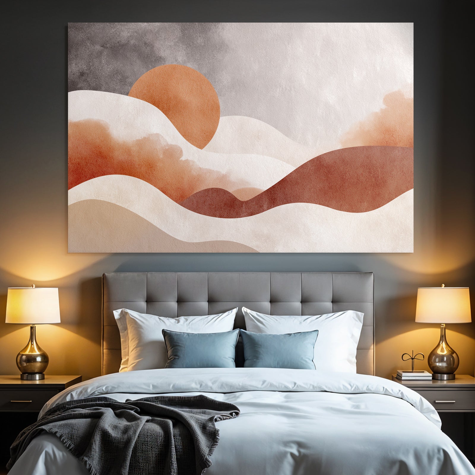 Abstrakte Kunst Weiche Formen Sonne Orange Erdfarben Hintergrund