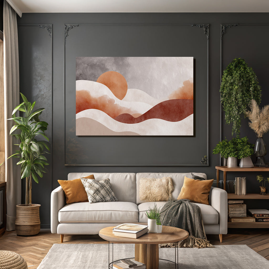 Abstrakte Kunst Weiche Formen Sonne Orange Erdfarben Hintergrund