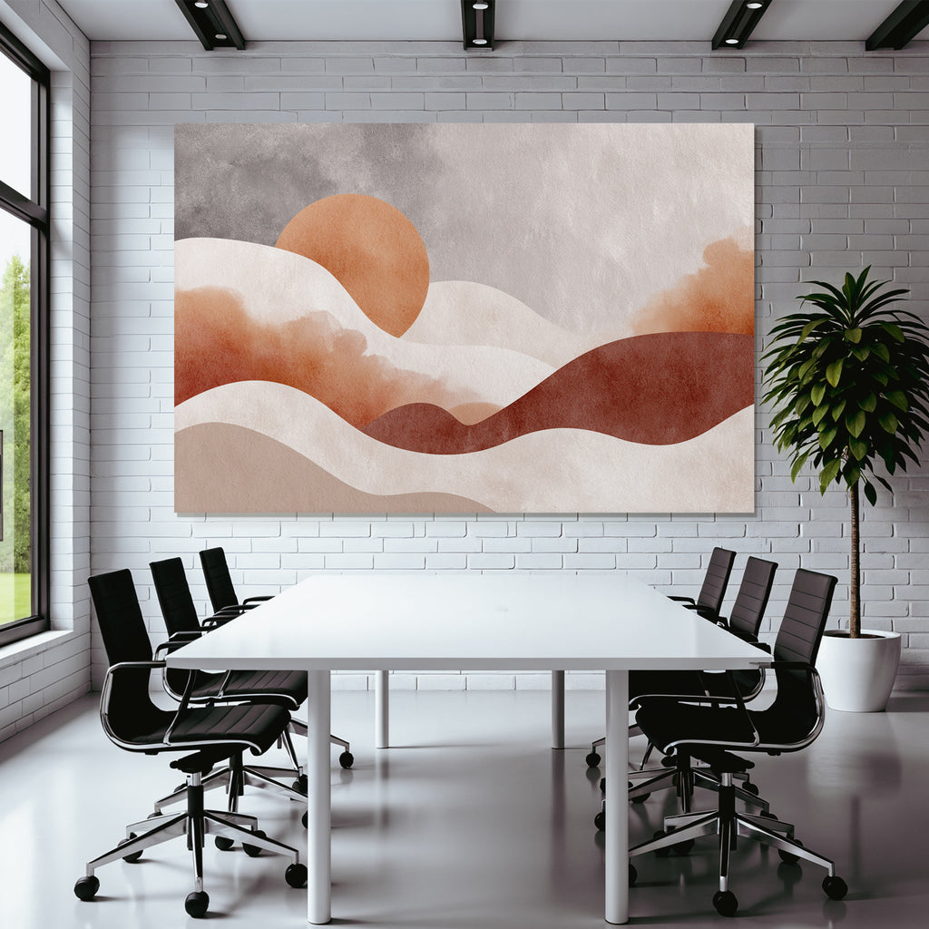 Abstrakte Kunst Weiche Formen Sonne Orange Erdfarben Hintergrund