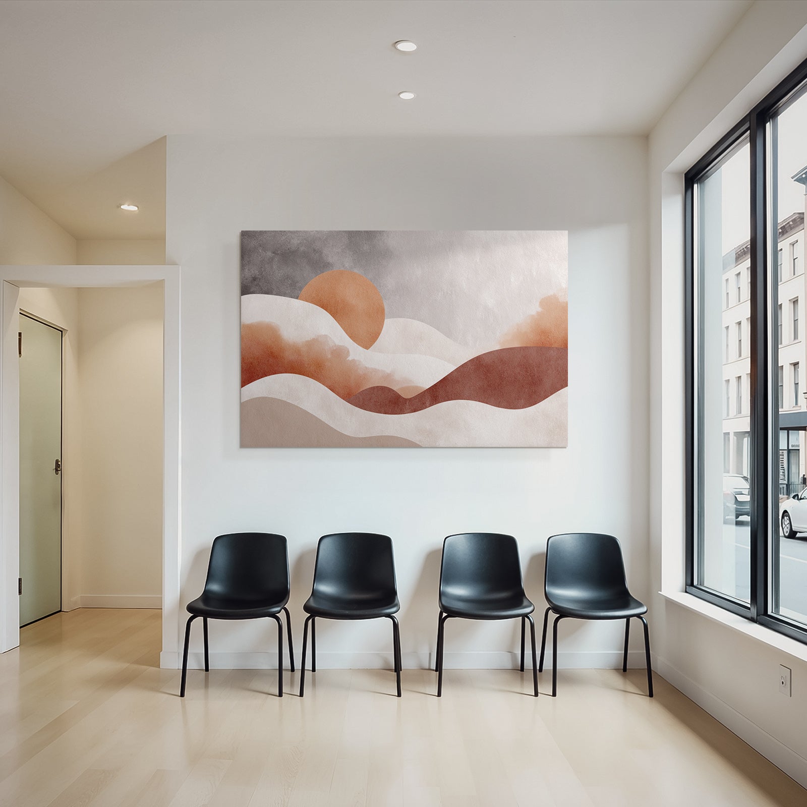 Abstrakte Kunst Weiche Formen Sonne Orange Erdfarben Hintergrund