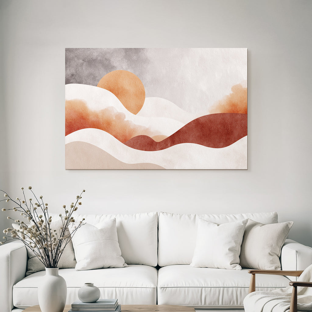Abstrakte Kunst Weiche Formen Sonne Orange Erdfarben Hintergrund