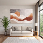 Abstrakte Kunst Weiche Formen Sonne Orange Erdfarben Hintergrund
