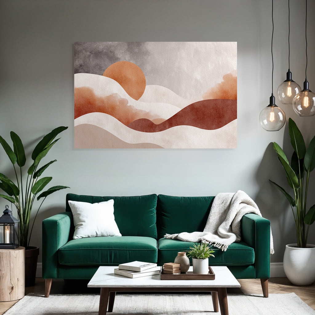 Abstrakte Kunst Weiche Formen Sonne Orange Erdfarben Hintergrund